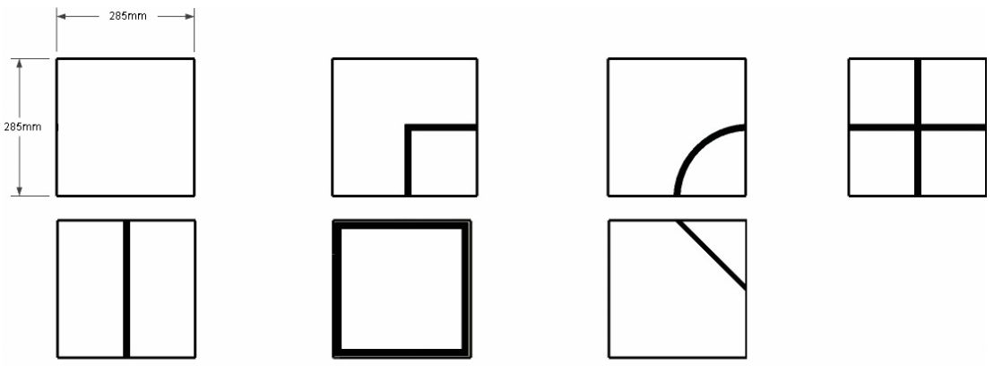 空白、直角、圓弧、十字、直線、斜線、端點（用於起始、終點 區）